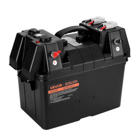 VEVOR Battery Box, Group 24/31 Trolling Motor Battery Box, 12V/24V Marine Batteries Case with PP Shell and Dual Straps, Smart Batteries Case
