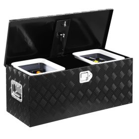 VEVOR Heavy Duty Aluminum Truck Bed Tool Box, Stripes Plated Tool Box with Sliding Shelf, Side Handle, Lock & Keys, Storage Toolbox Chest for Tra