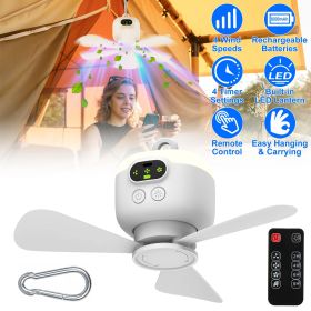 2 In 1 Portable Camping Fan with LED Lantern 8000mAh Battery Powered Tent Fan with Carabiner Digital Display 4 Speeds 4 Timer Settings for Campin