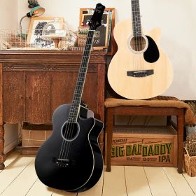 4 Strings With EQ, Rosewood Fingerboard Folk Bass, Black (Option: Black)