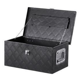 VEVOR Heavy Duty Aluminum Truck Bed Tool Box, Stripes Plated Tool Box with Side Handle and Lock Keys, Storage Toolbox Chest Organizer for Trailer (Box Size: 20x12x9.5 inch, Color: Black)