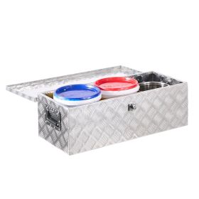 VEVOR Heavy Duty Aluminum Truck Bed Tool Box, Stripes Plated Tool Box with Side Handle and Lock Keys, Storage Toolbox Chest Organizer for Trailer (Box Size: 30x13x9.6 inch, Color: Silver)